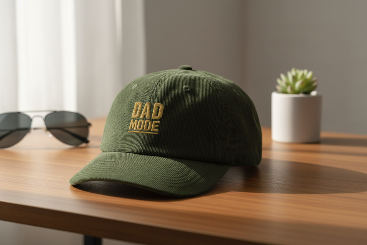Dad Mode Embroidered Corduroy Hat