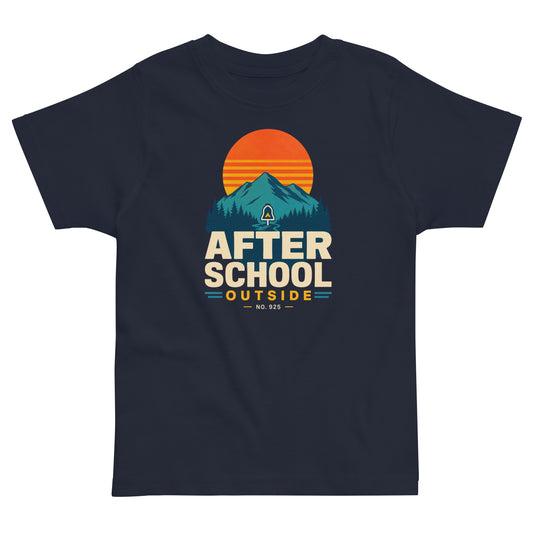 After School Outside Toddler jersey t-shirt in navy, front view