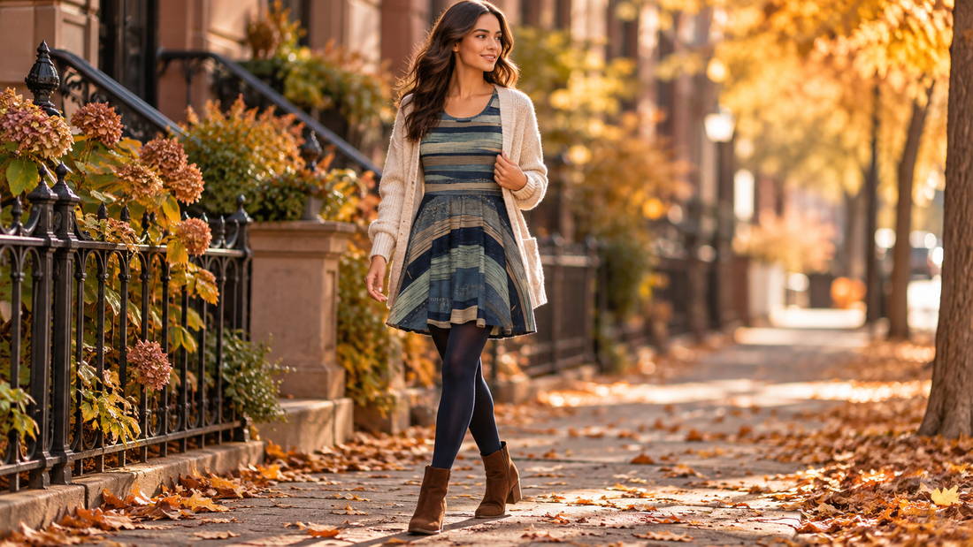 How to Wear a Skater Dress in Fall