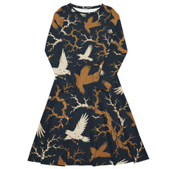 Ravens All-over print long sleeve midi dress