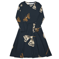 Moth Party Long Sleeve Midi Dress