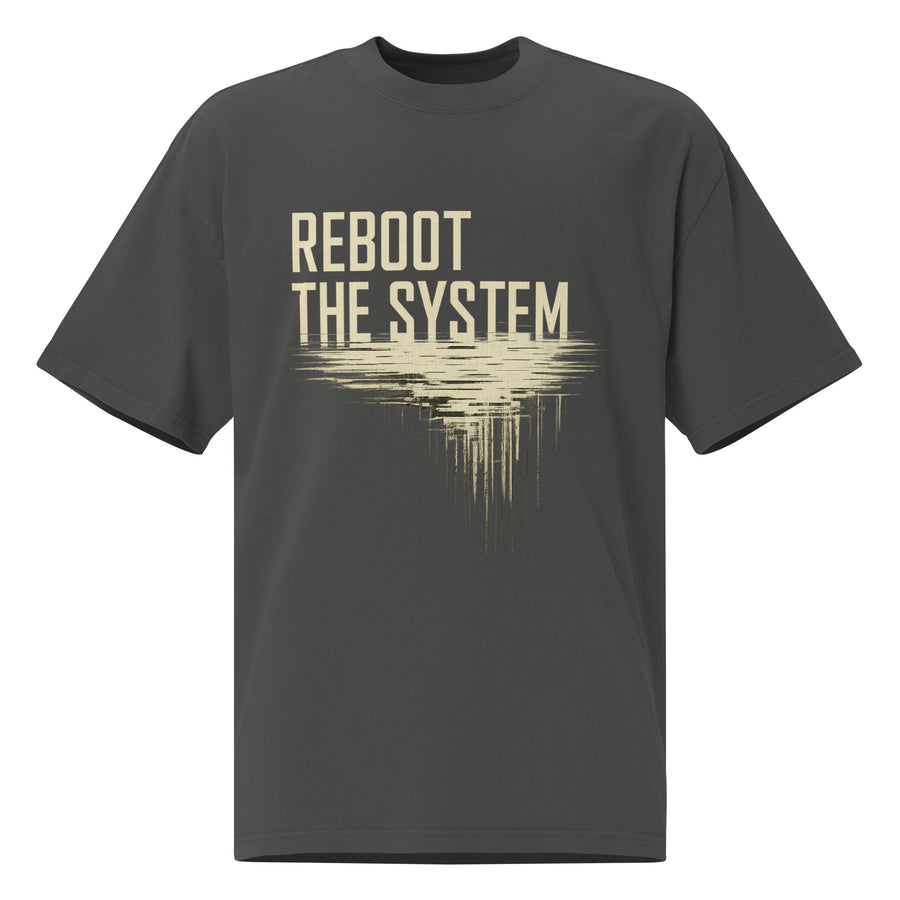 Reboot the System Oversized faded t-shirt