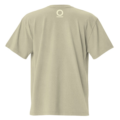 Reboot the System oversized faded graphic tee in faded eucalyptus, REBOOT THE SYSTEM cream glitch print from No 925