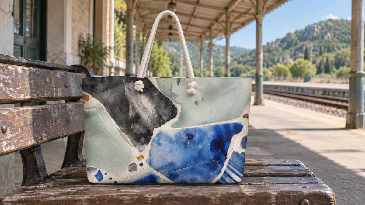 Cobalt Mosaic Oversized weekender bag in a No 925 lifestyle photograph