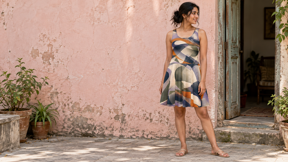 Afterglow All-Over Print Skater Dress in a No 925 lifestyle photograph