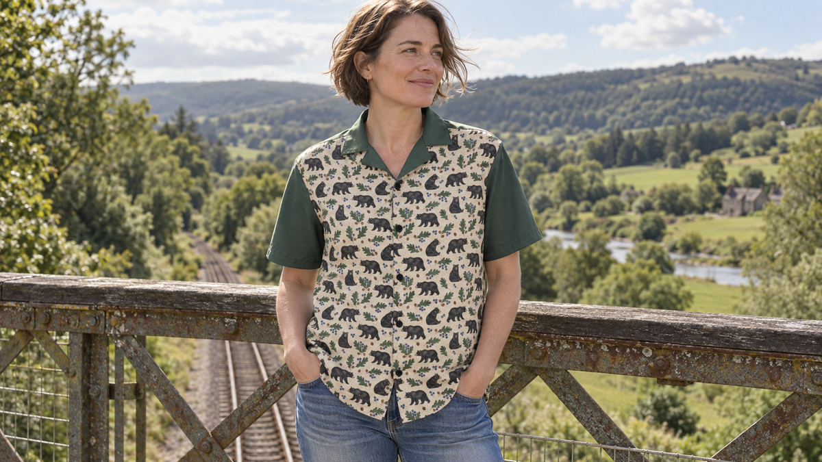 Woodland Bear Button-Up Shirt in a No 925 lifestyle photograph