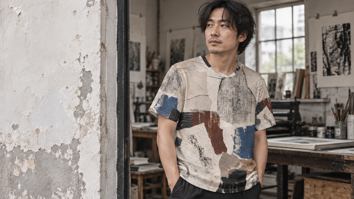 Workshop Paper Men's t-shirt in a No 925 lifestyle photograph