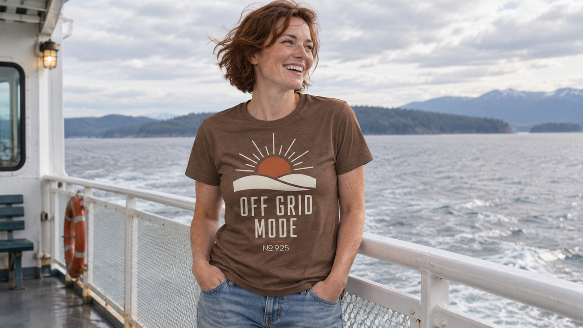 Off Grid Mode Graphic Tee in a No 925 lifestyle photograph