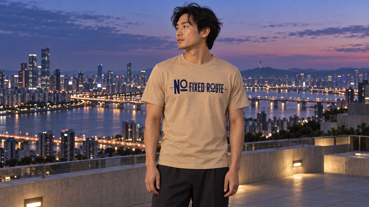 No Fixed Route Unisex t-shirt in a No 925 lifestyle photograph