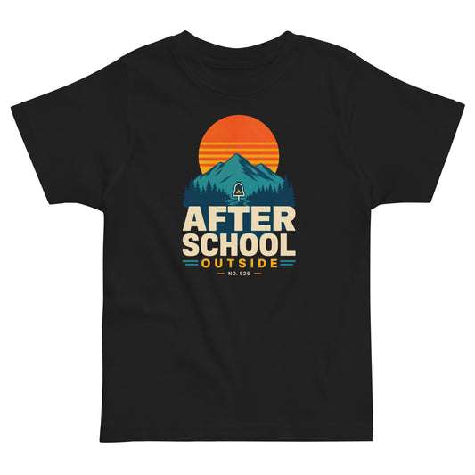 After School Outside Toddler jersey t-shirt in black, front view