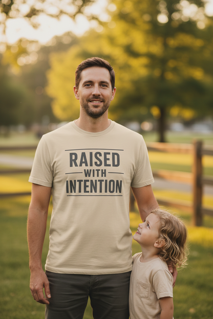 Raised With Intention Graphic Tee in sand, front view, alternate view
