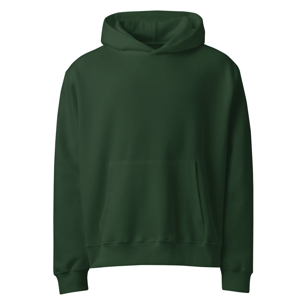 Own Your Hours Oversized Graphic Hoodie in forest, front view with no print