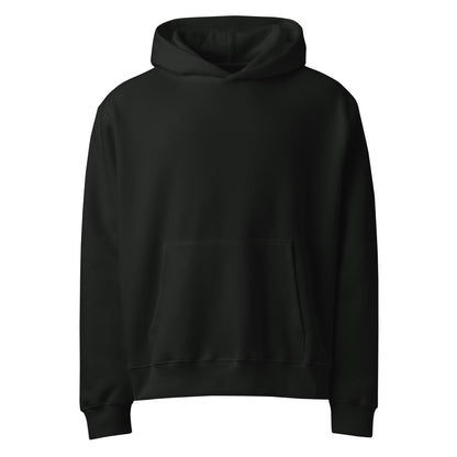 Open Route Atlas Oversized Graphic Hoodie in vintage black, front view with no print