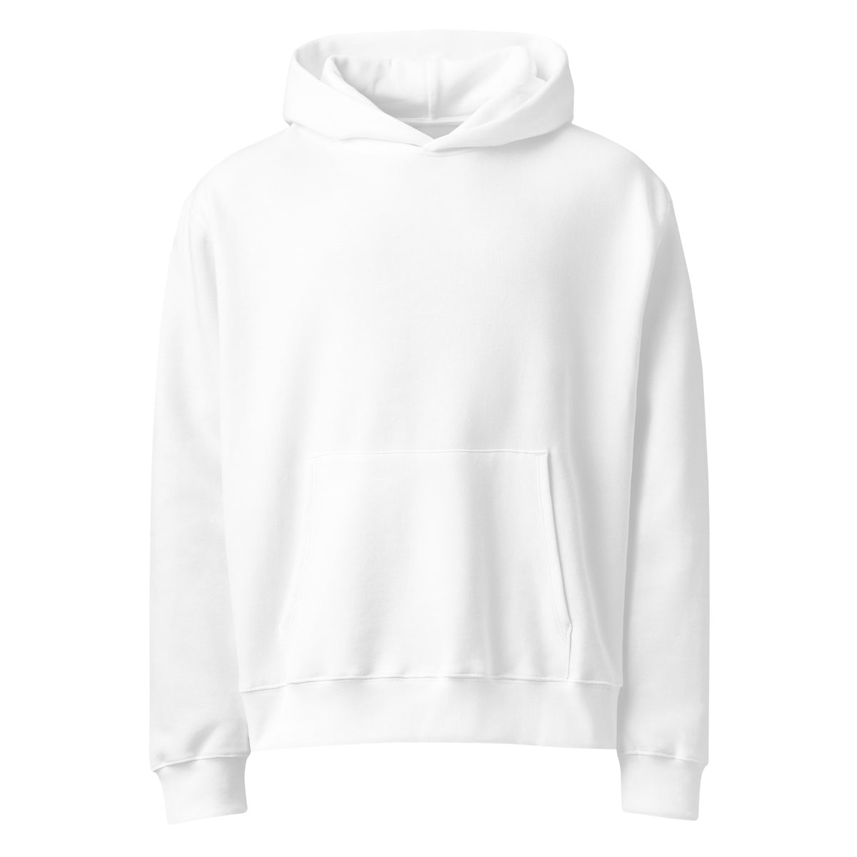 Own Your Hours Oversized Graphic Hoodie in white, front view with no print