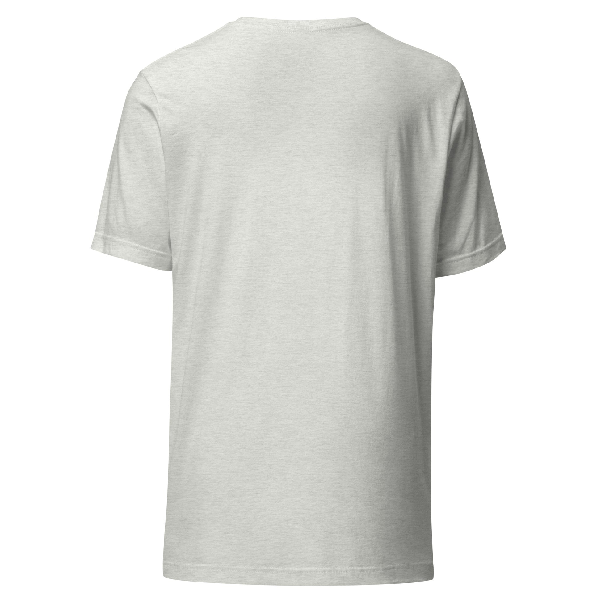 Default Error graphic tee in athletic heather with DEFAULT in tall black type and ERROR breaking away on a diagonal in lime green and blue
