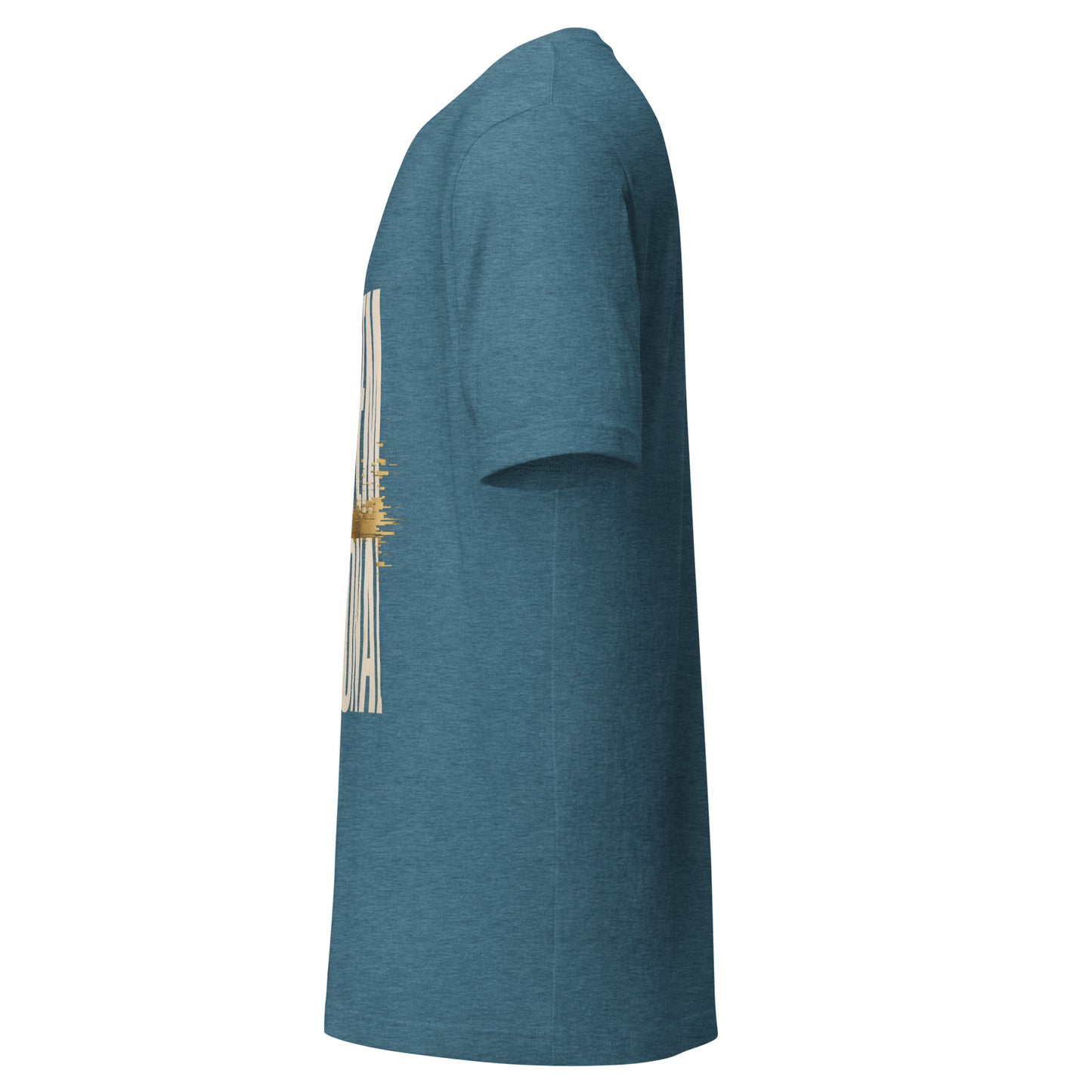 System Optional Unisex T-Shirt in Heather Deep Teal, side view