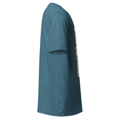 System Optional Unisex T-Shirt in Heather Deep Teal, side view