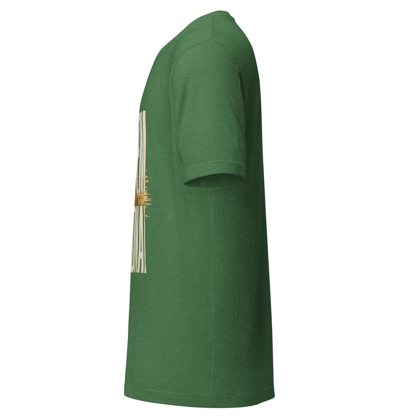 System Optional Unisex T-Shirt in Heather Grass Green, side view