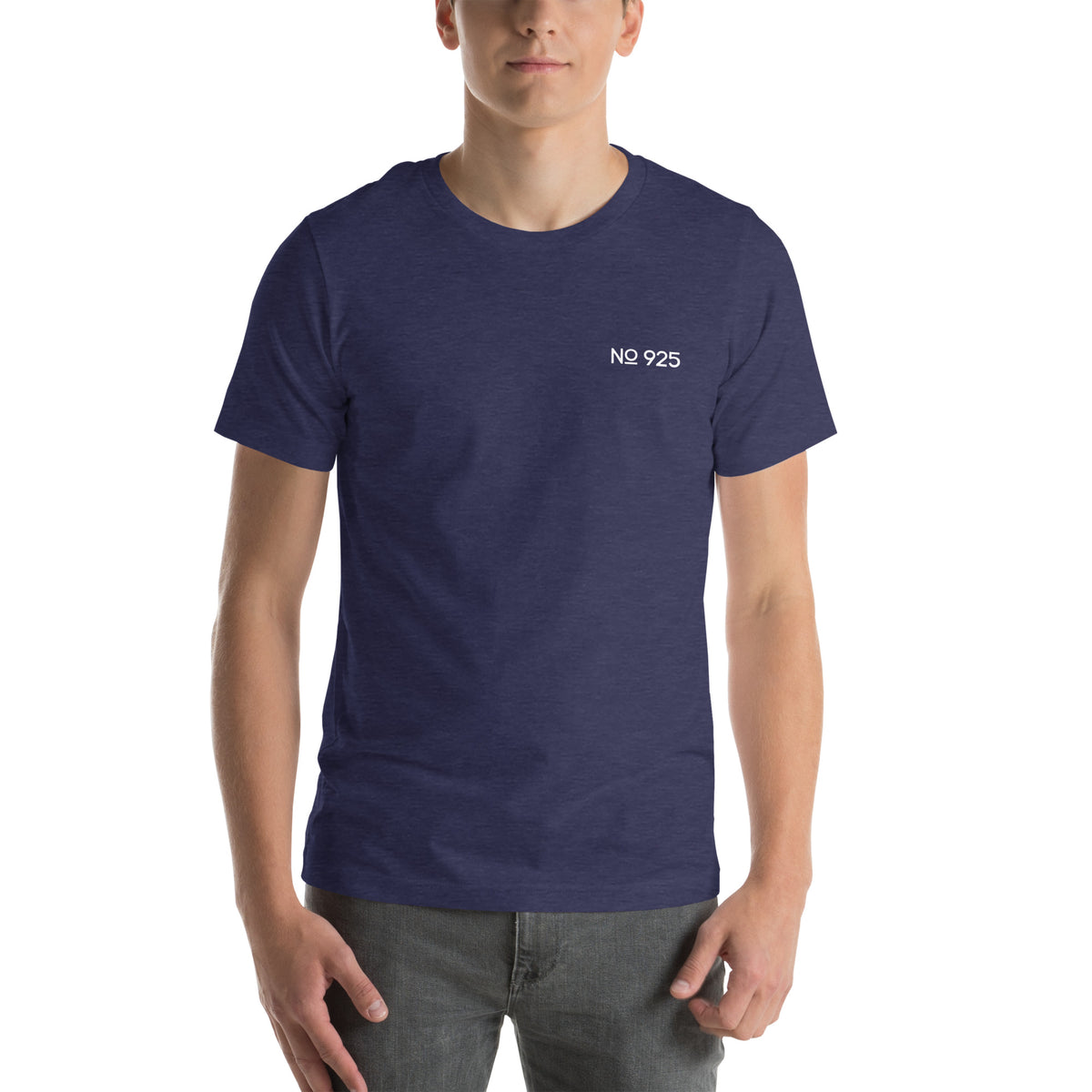 No 925 Logo T-Shirt in heather midnight navy, front view