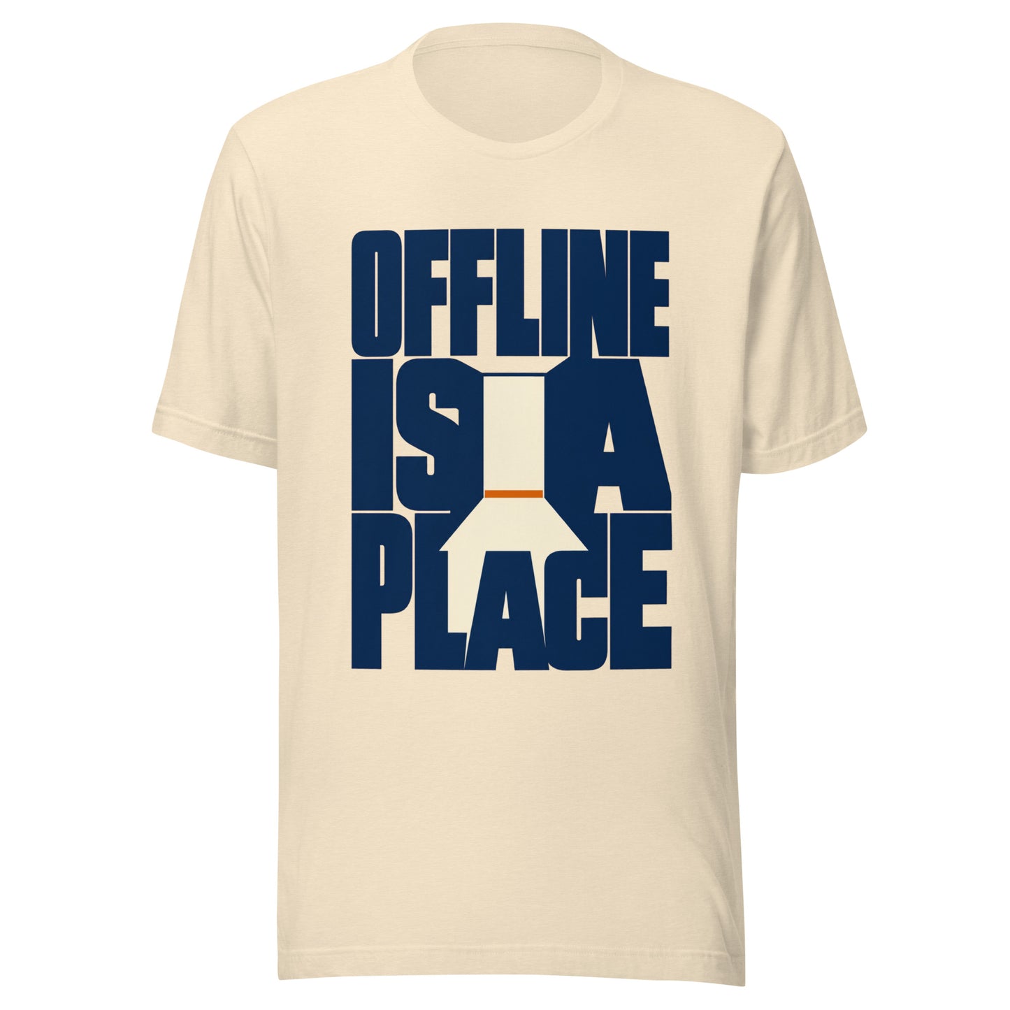 Offline is a Place Unisex T-Shirt in Heather Natural