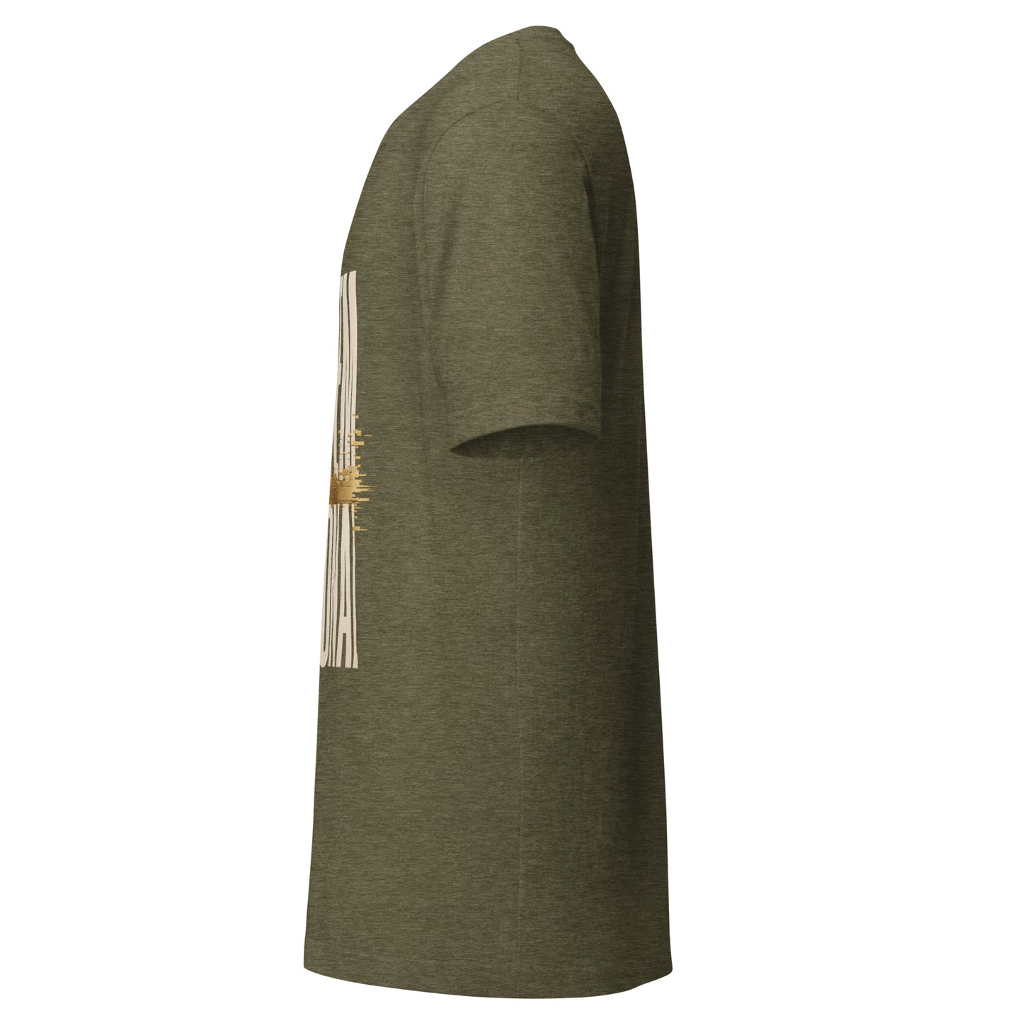 System Optional Unisex T-Shirt in Heather Olive, side view