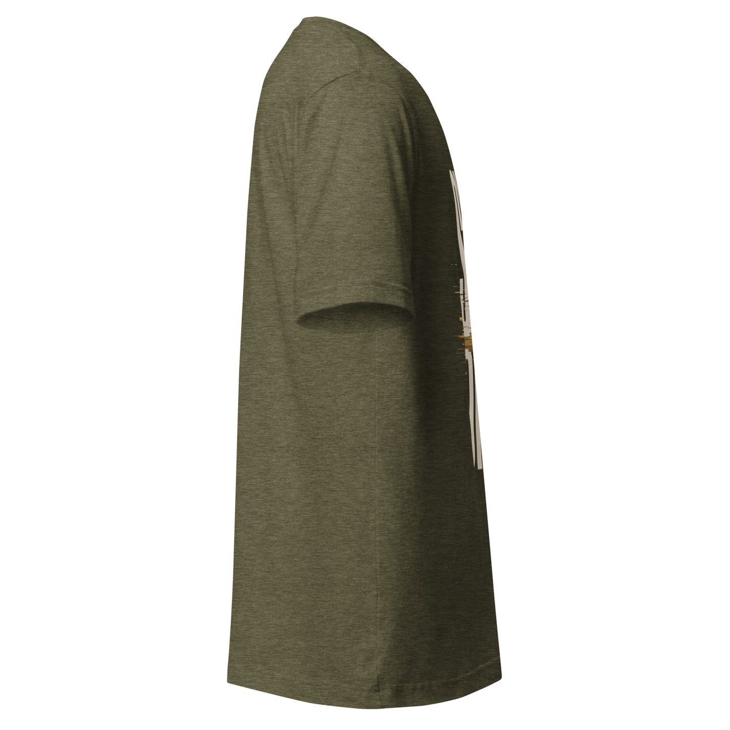 System Optional Unisex T-Shirt in Heather Olive, side view