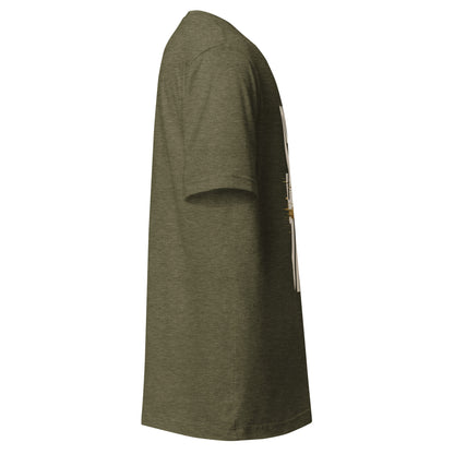 System Optional Unisex T-Shirt in Heather Olive, side view