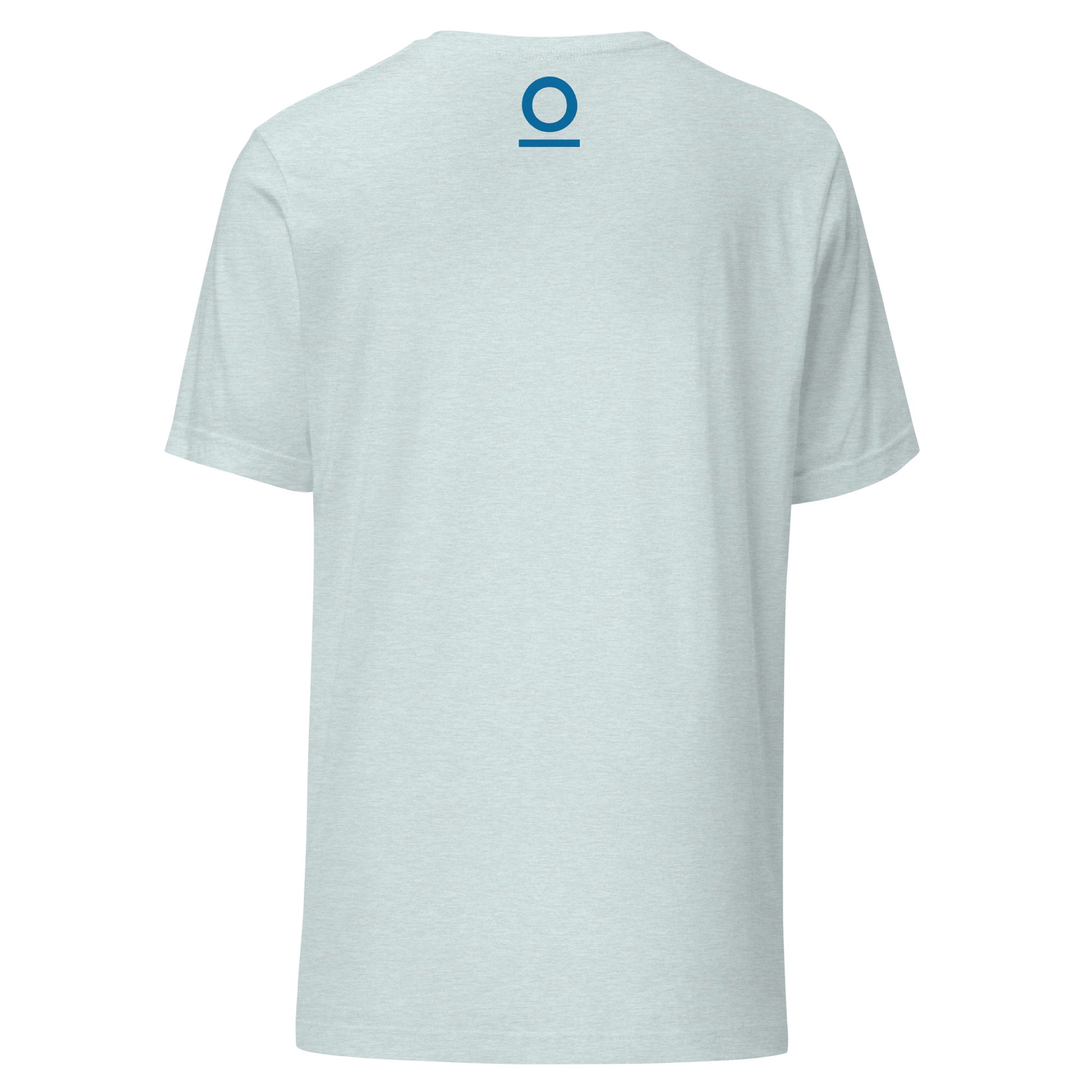No 925 logo on the back of the Carry Your Own Torch tee in ice blue