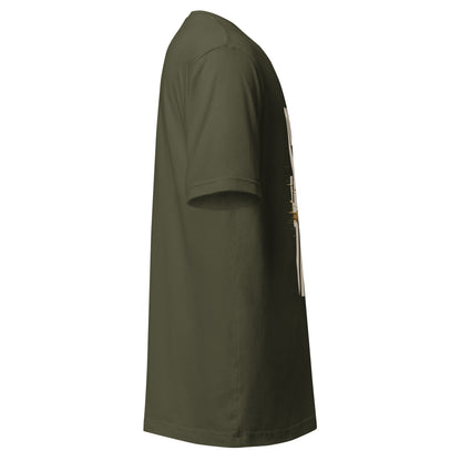 System Optional Unisex T-Shirt in Military Green, side view