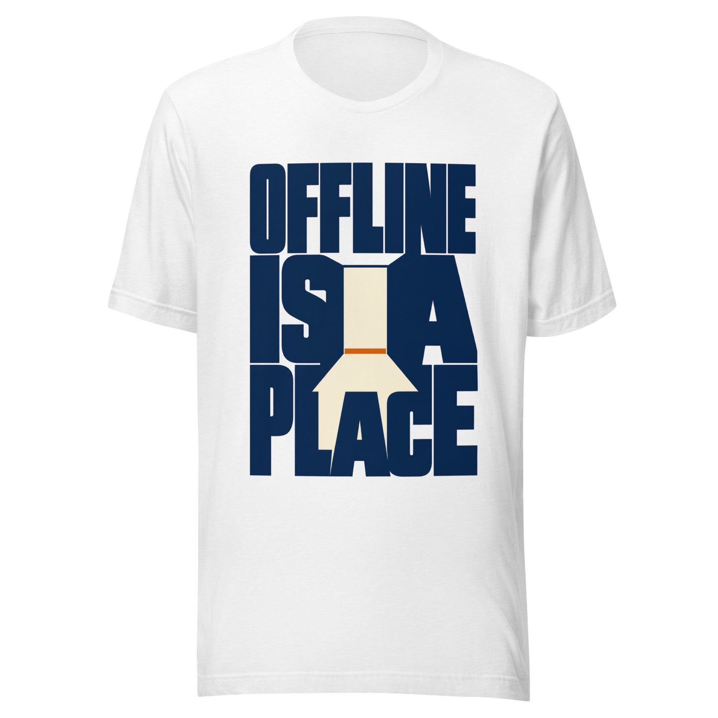 Offline is a Place Unisex T-Shirt in Solid White Blend