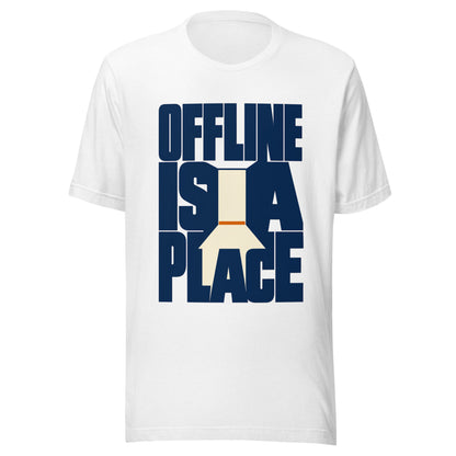 Offline is a Place Unisex T-Shirt in Solid White Blend