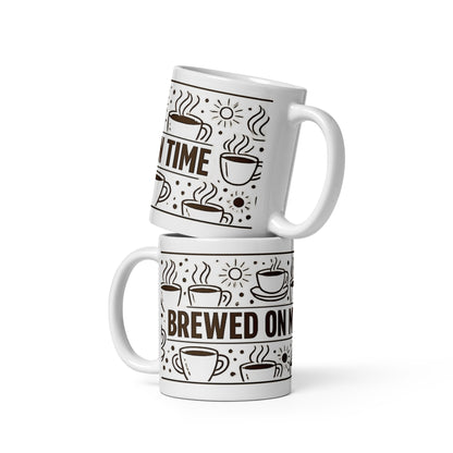 Brewed On My Own Time Ceramic Mug, front view, alternate view