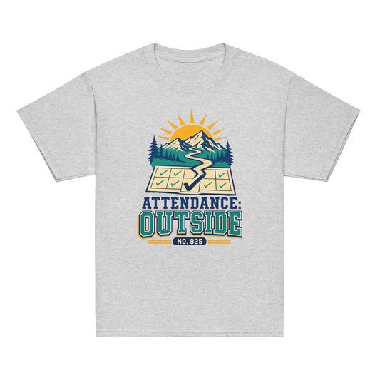 Attendance Outside Youth classic tee in sport grey, front view