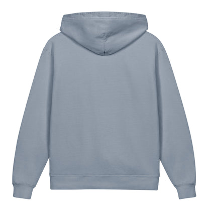 Create Mode Youth Lightweight Hooded Sweatshirt in blue jean, back view