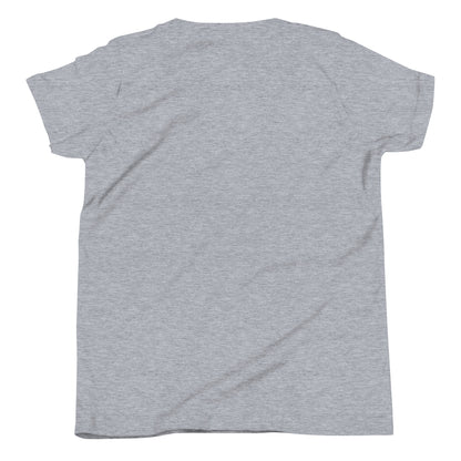 Wrong Number Youth Short Sleeve T-Shirt in athletic heather, blank back view showing the garment colour and fit