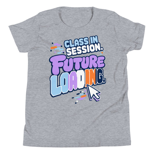 Future Loading Youth Short Sleeve T-Shirt in athletic heather, front view