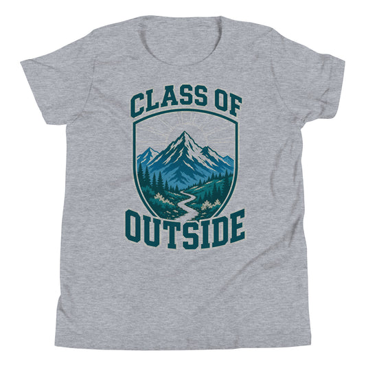 Class of Outside Youth Short Sleeve T-Shirt in athletic heather, front view