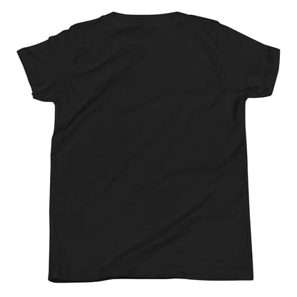 Don't Look Back Youth Short Sleeve T-Shirt in black, blank back view showing the garment colour and fit