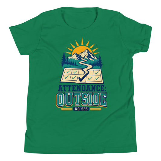 Attendance Outside Youth Short Sleeve T-Shirt in kelly, front view