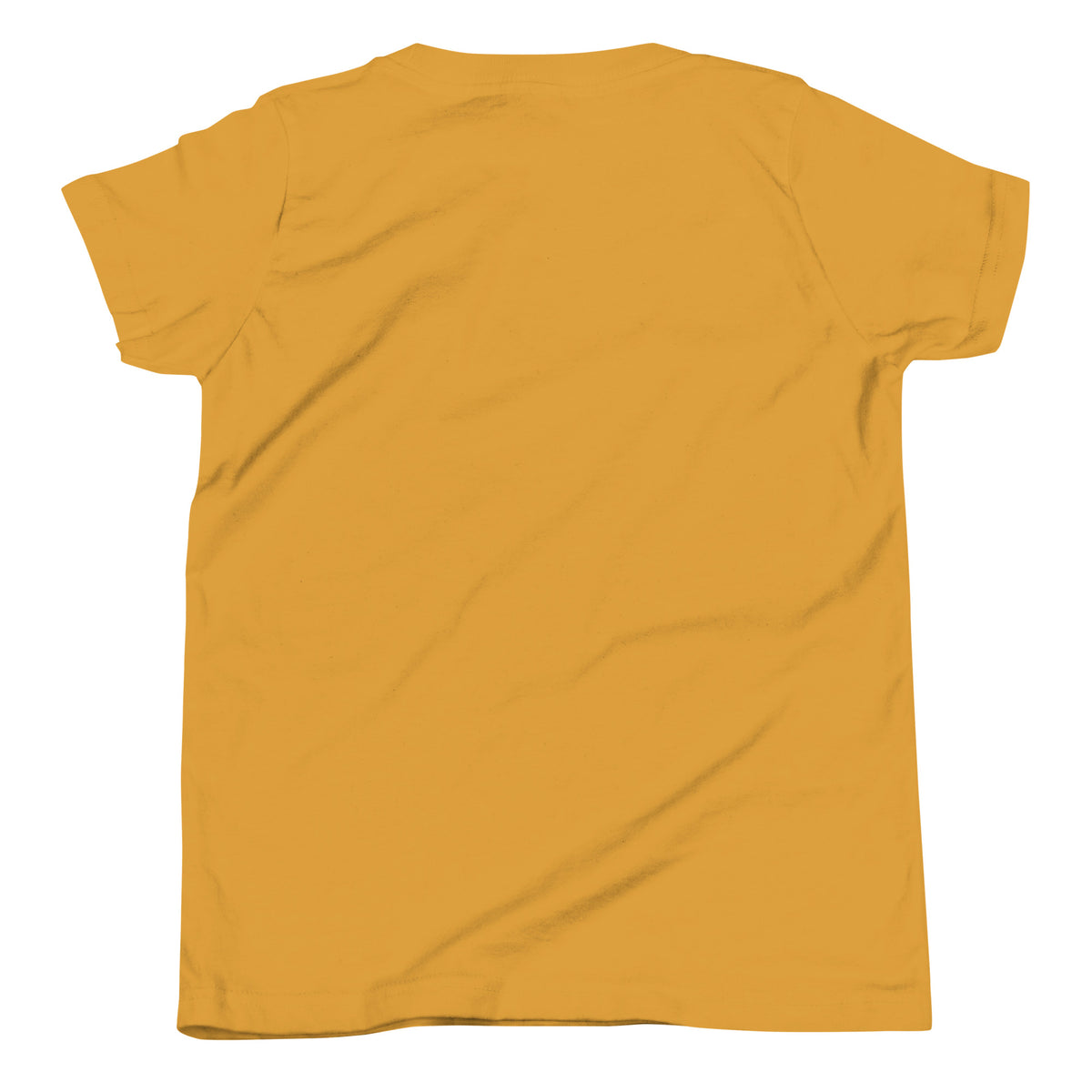 Don't Look Back Youth Short Sleeve T-Shirt in mustard, blank back view showing the garment colour and fit